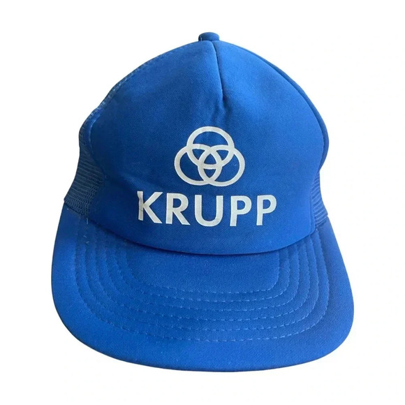 Vintage KRUPP Trucker Hat by Euro Cap — Royal Blue Mesh Snapback, Made in Taiwan - Picture 4 of 12